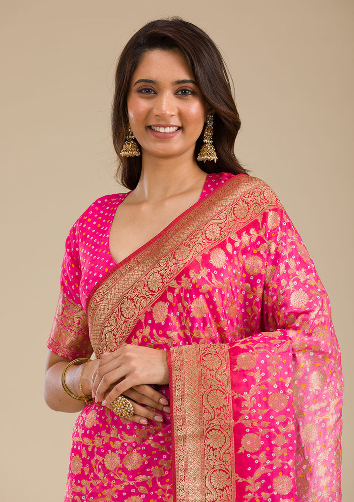 Pink Zariwork Georgette Saree
