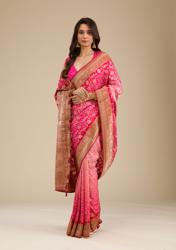 Pink Zariwork Georgette Saree