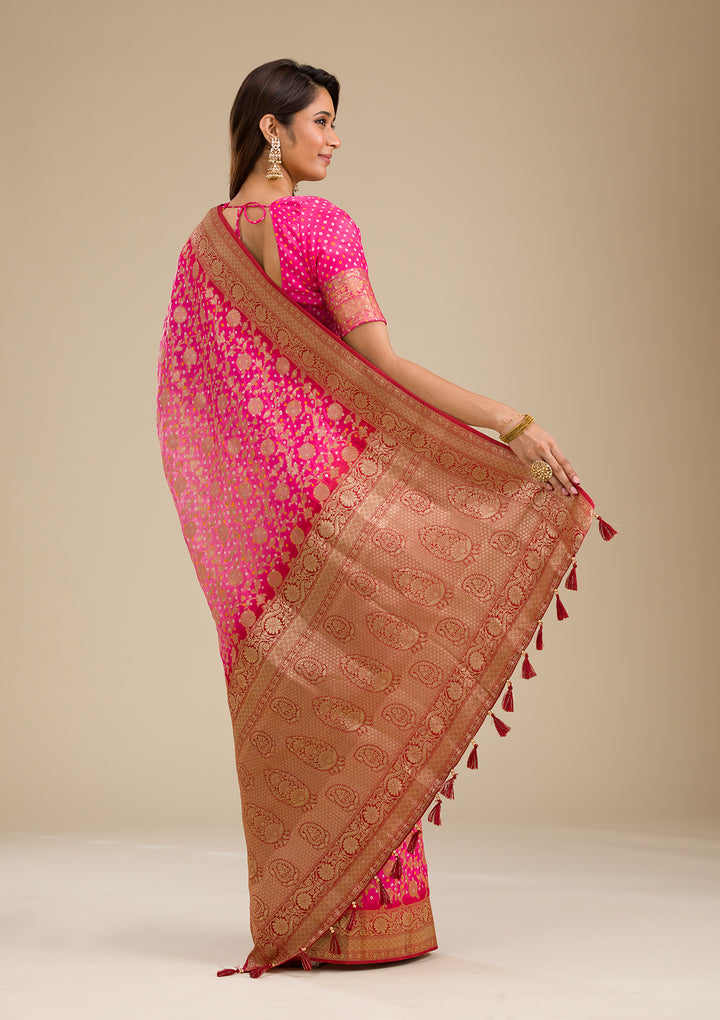 Pink Zariwork Georgette Saree