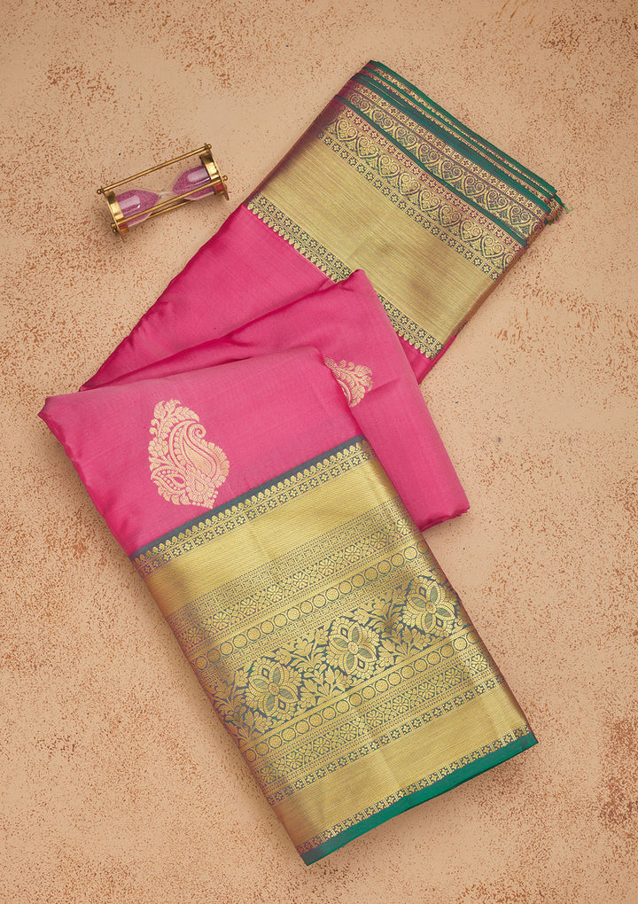 Pink Zariwork Pure Silk Saree