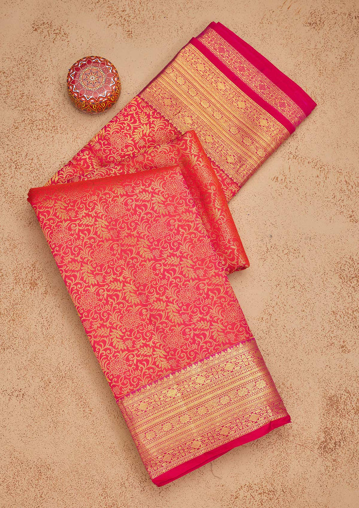 Pink Zariwork Pure Silk Saree