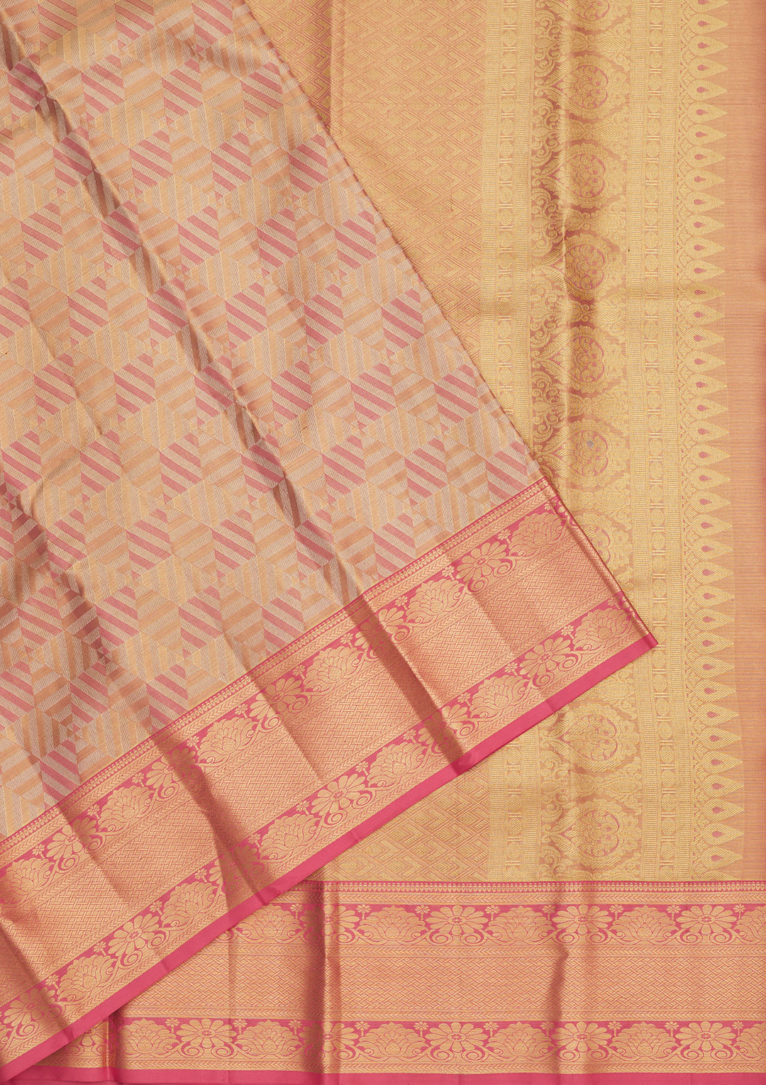 Peach Zariwork Pure Silk Saree