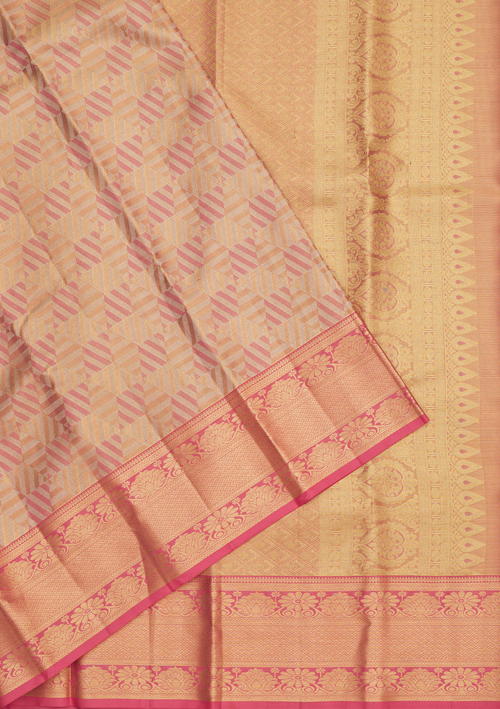 Peach Zariwork Pure Silk Saree