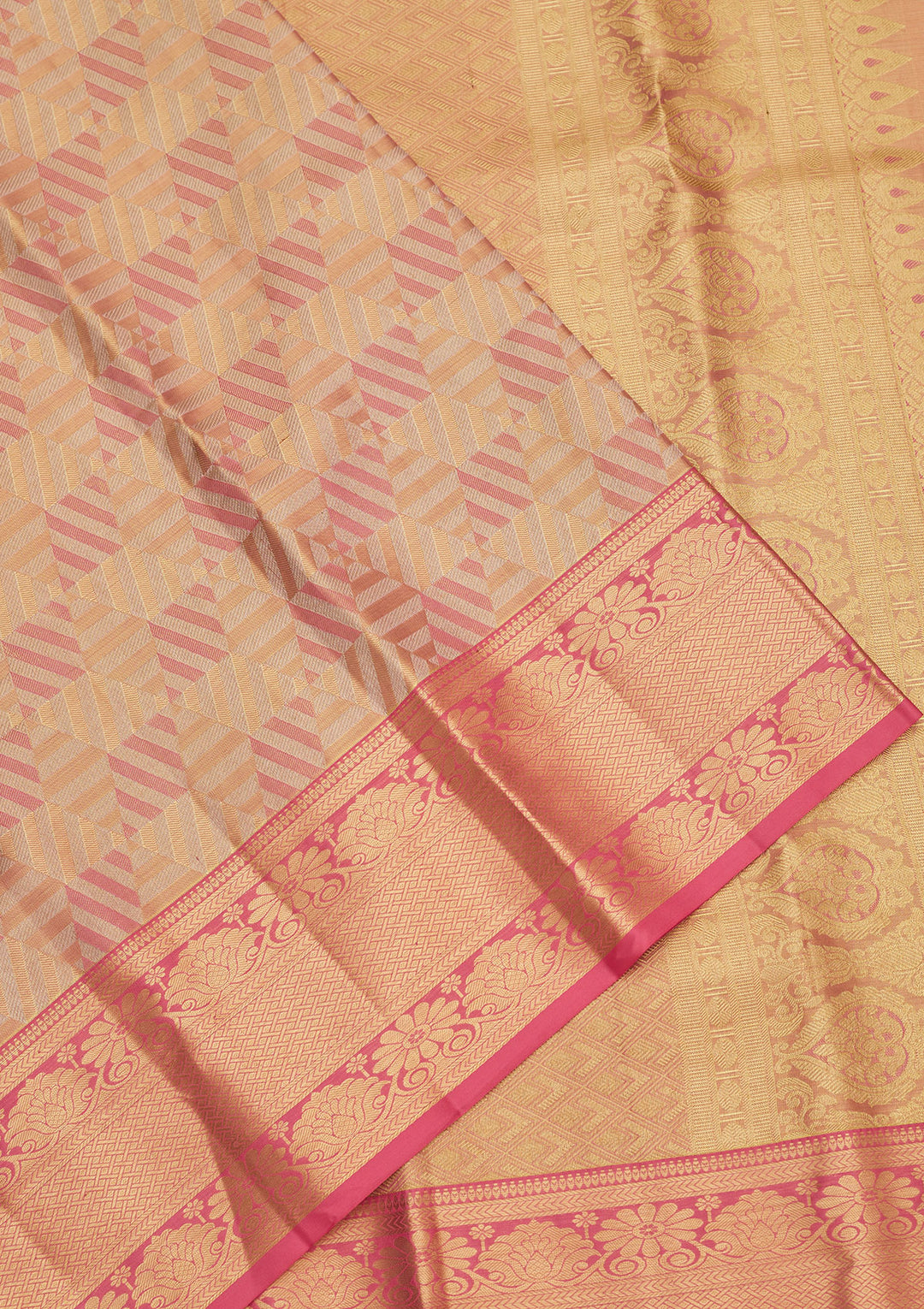 Peach Zariwork Pure Silk Saree