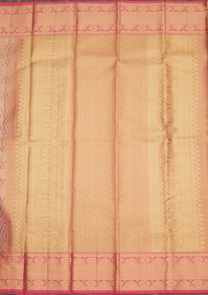 Peach Zariwork Pure Silk Saree