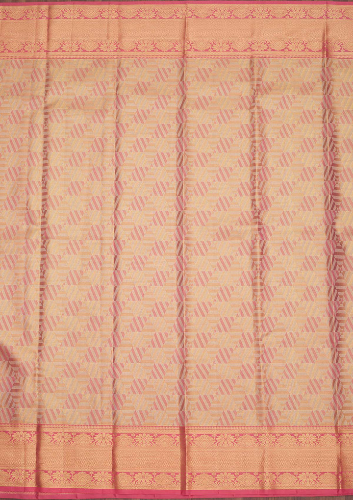 Peach Zariwork Pure Silk Saree