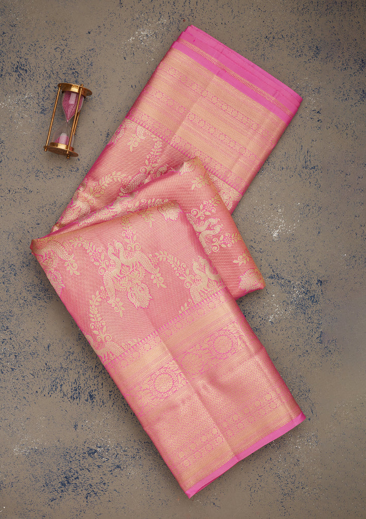 Pink Zariwork Pure Silk Saree