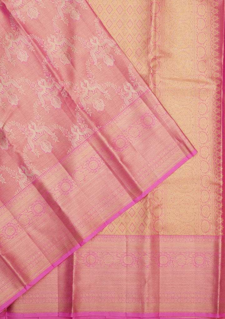Pink Zariwork Pure Silk Saree