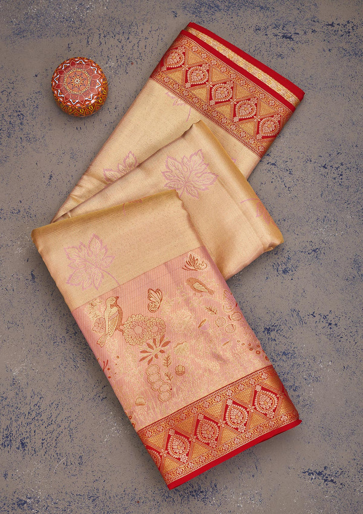 Pink Zariwork Pure Silk Saree