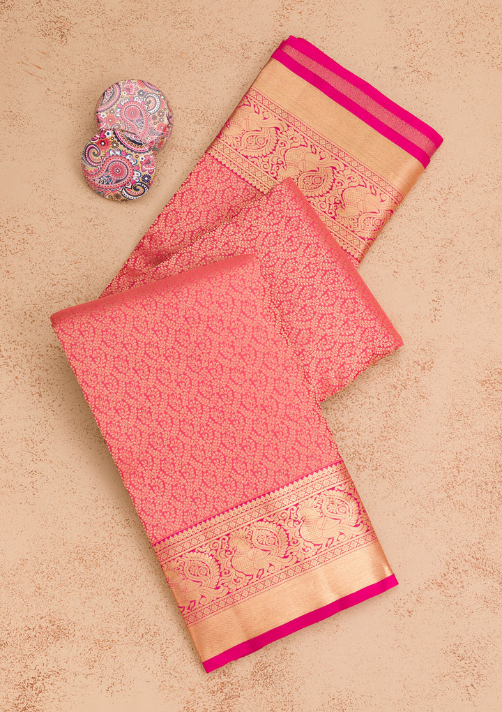 Pink Zariwork Pure Silk Saree