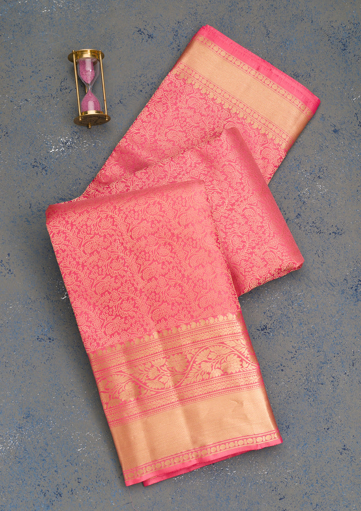 Pink Zariwork Kanjivaram Pure Silk Saree