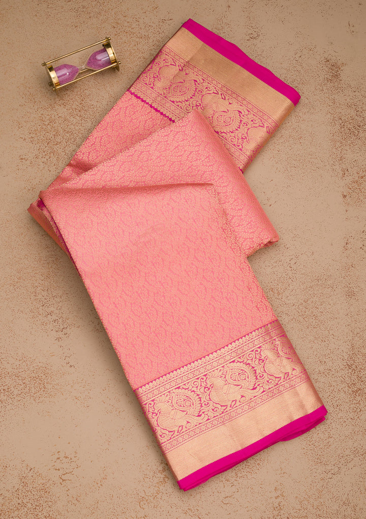 Pink Zariwork Pure Silk Saree
