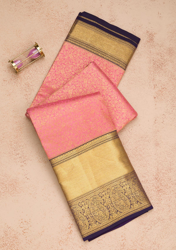 Pink Zariwork Pure Silk Saree