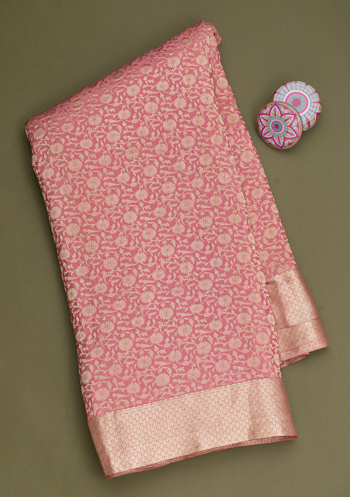 Pink Zariwork Banarasi Pure Silk Saree