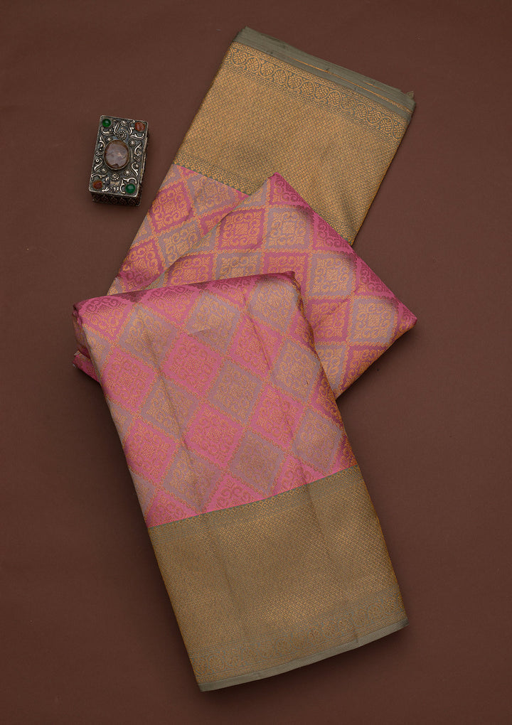 Pink Zariwork Pure Silk Saree