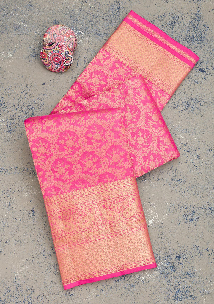 Pink Zariwork Pure Silk Saree
