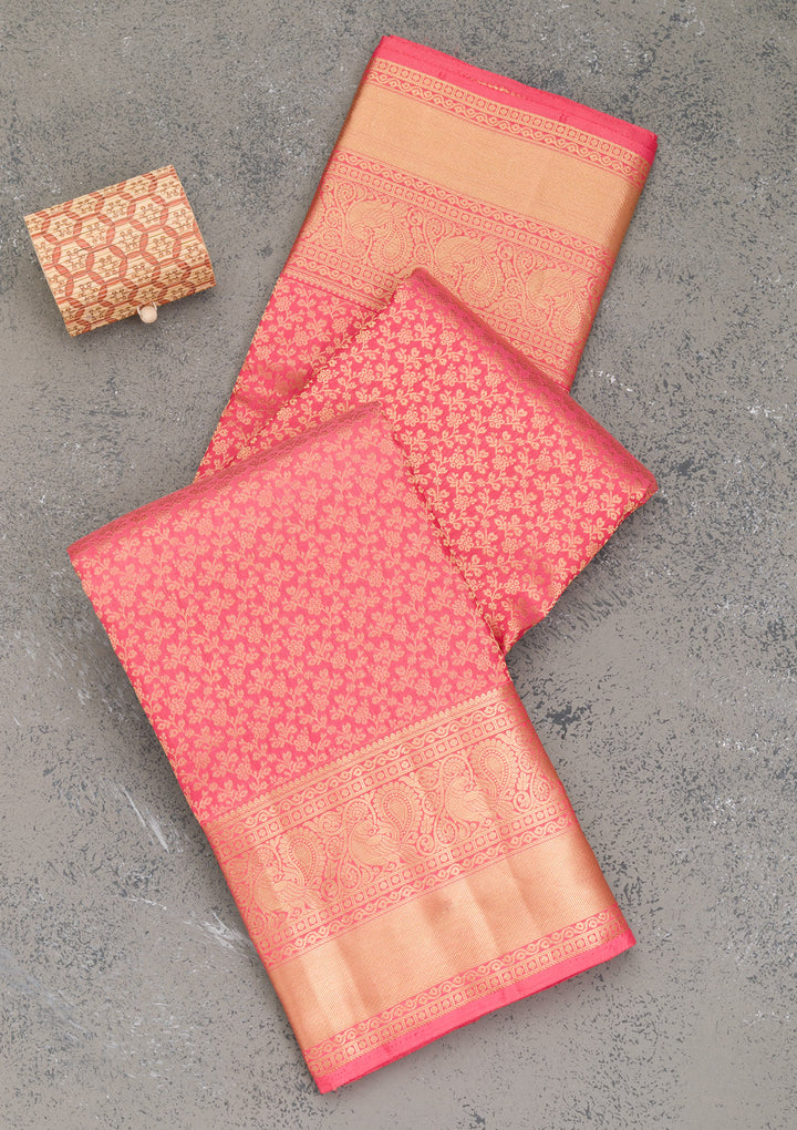 Pink Zariwork Kanjivaram Pure Silk Saree