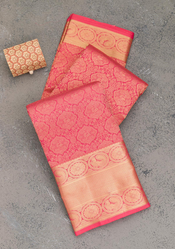 Pink Zariwork Kanjivaram Pure Silk Saree