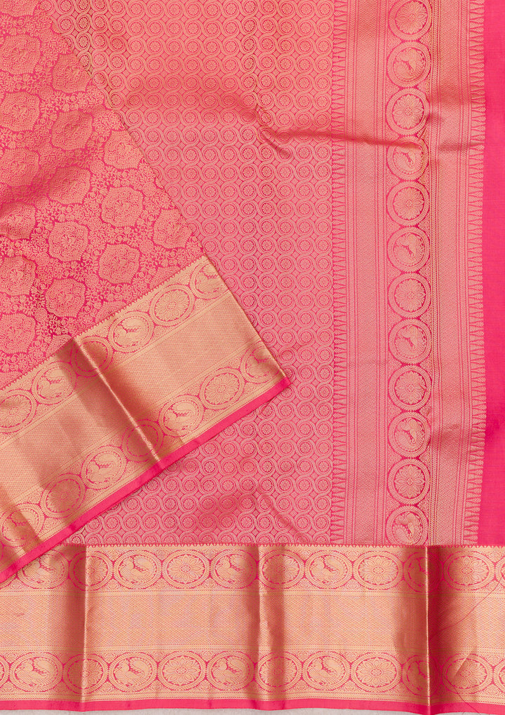 Pink Zariwork Kanjivaram Pure Silk Saree