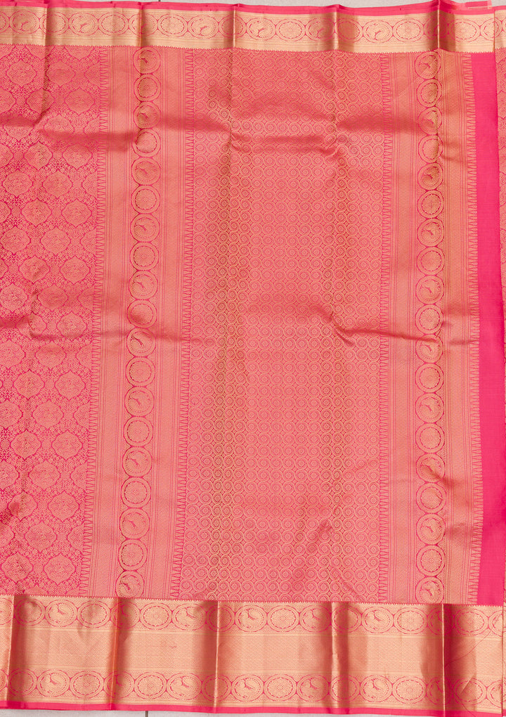 Pink Zariwork Kanjivaram Pure Silk Saree