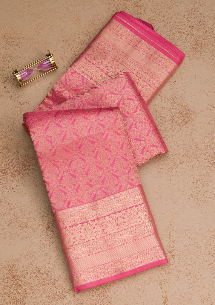 Pink Zariwork Banarasi Pure Silk Saree