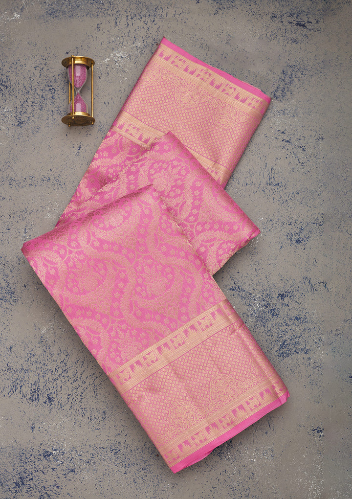 Pink Zariwork Pure Silk Saree