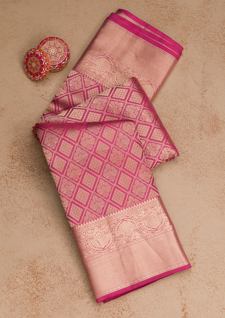 Pink Zariwork Pure Silk Saree