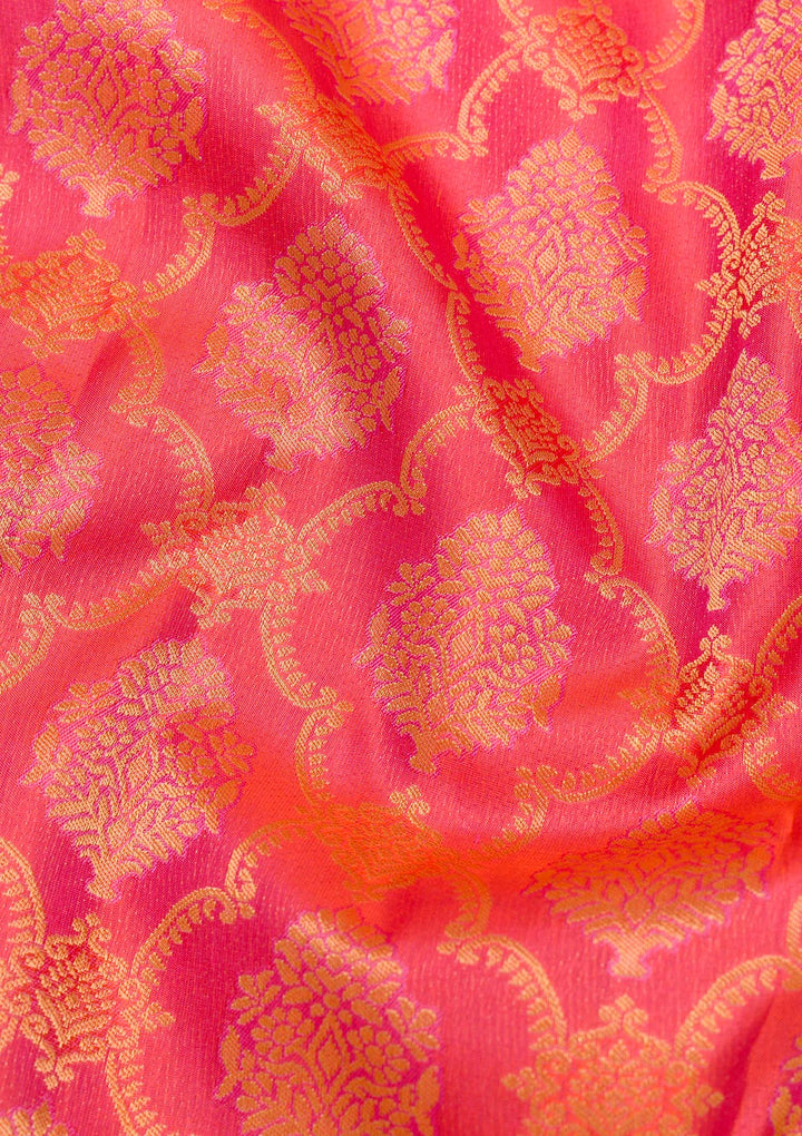 Pink Zariwork Pure Silk Saree-Koskii