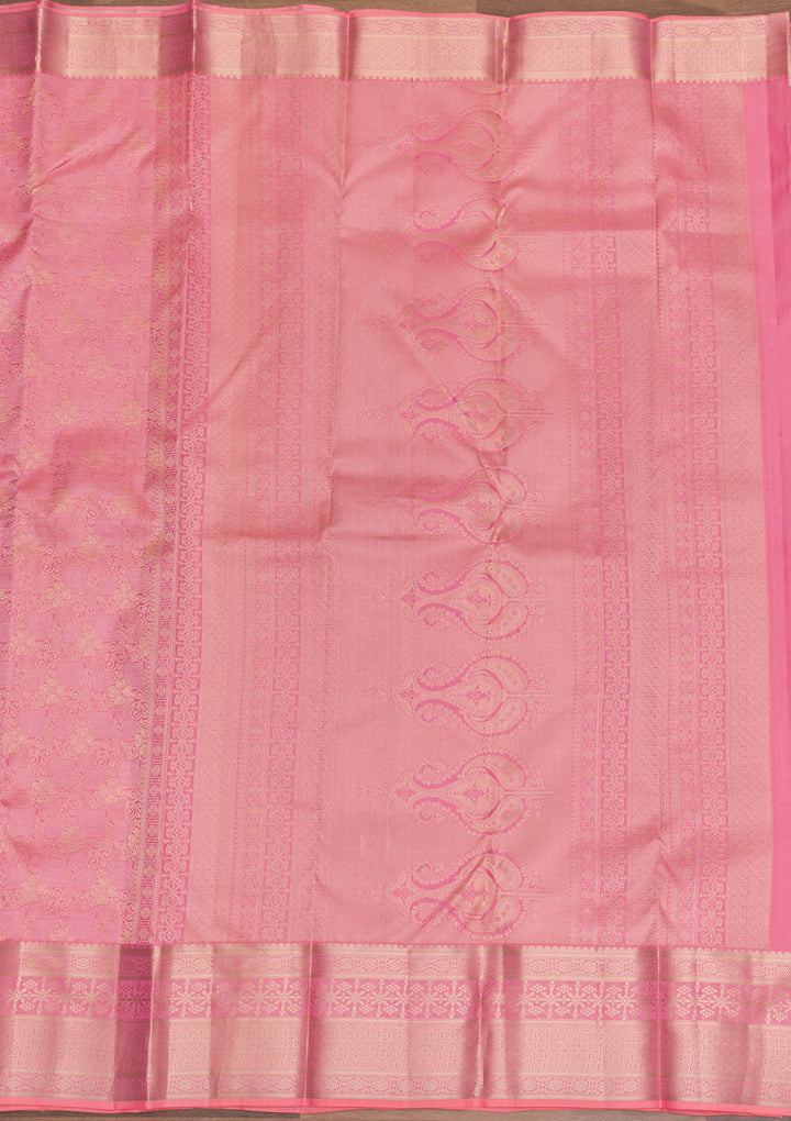 Pink Zariwork Pure Silk Saree-Koskii
