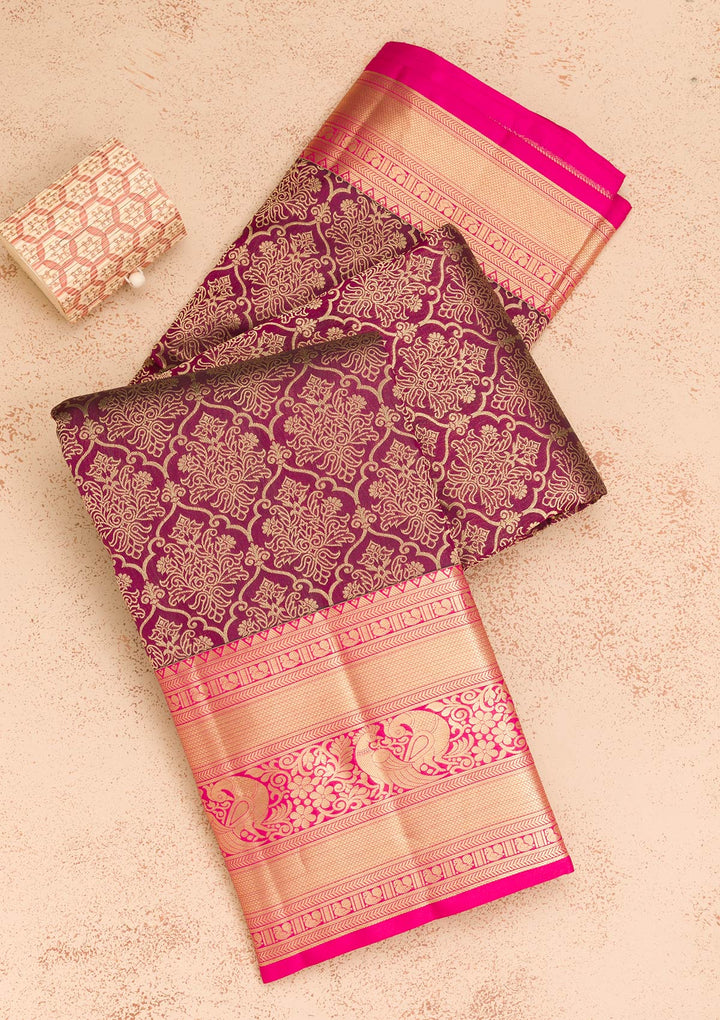 Purple Zariwork Pure Silk Saree