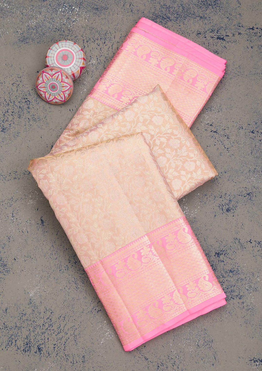 Pink Zariwork Pure Silk Saree