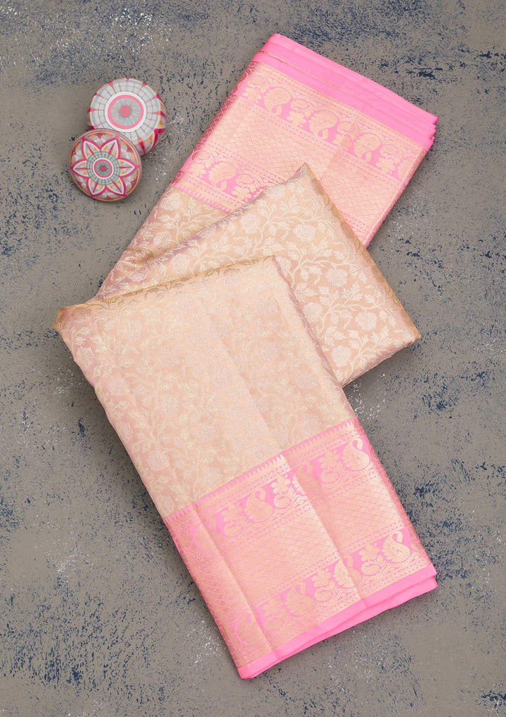 Pink Zariwork Pure Silk Saree