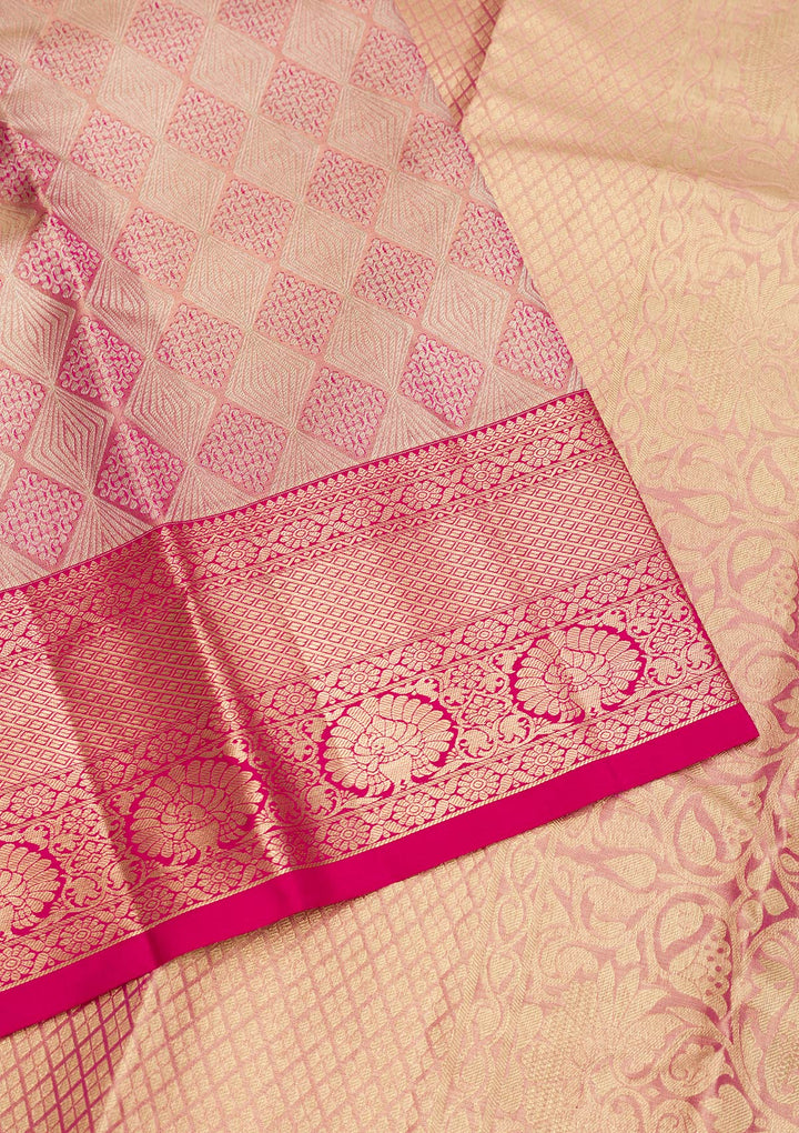 Pink Zariwork Pure Silk Saree