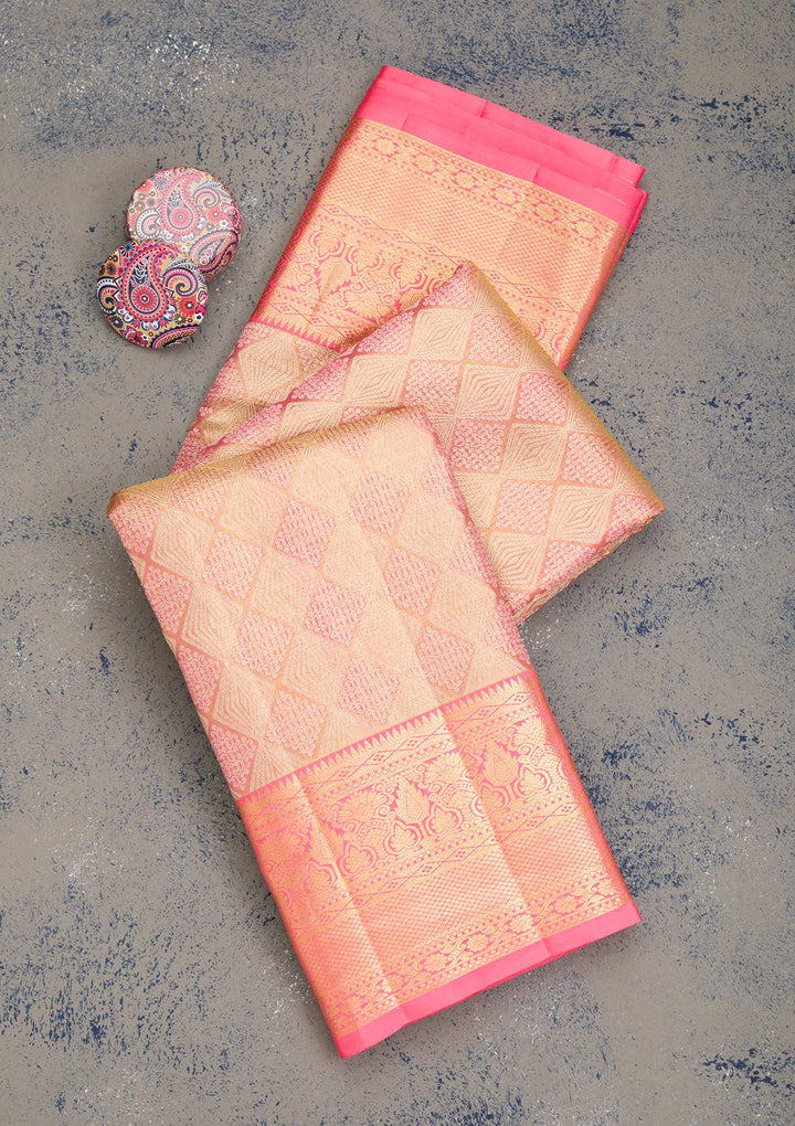 Pink Zariwork Pure Silk Saree
