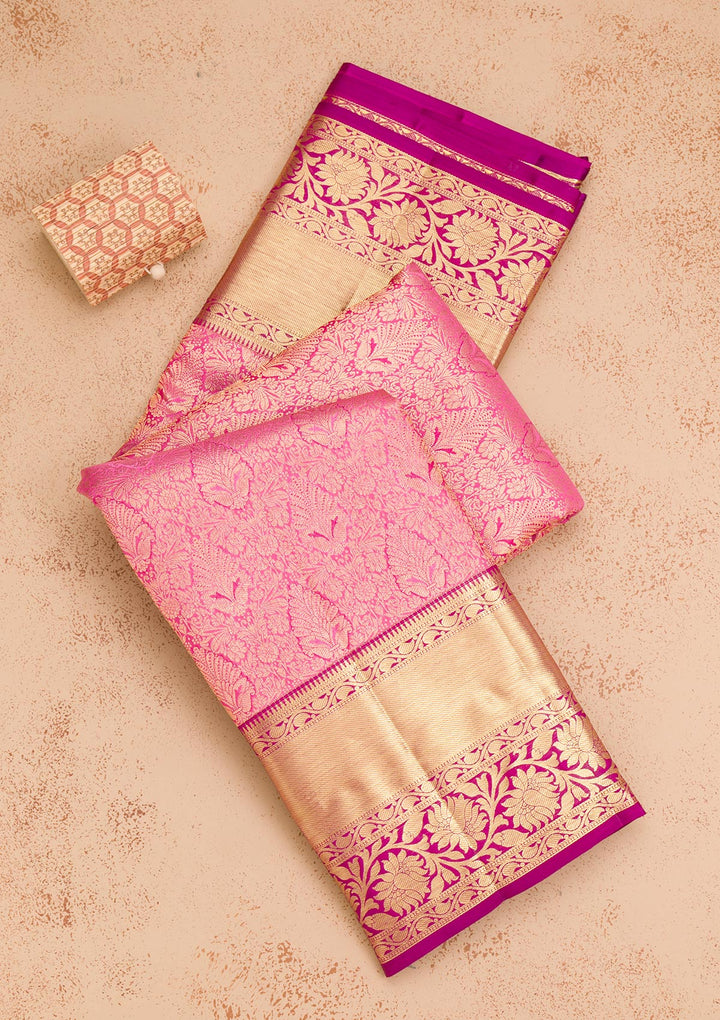 Pink Zariwork Pure Silk Saree