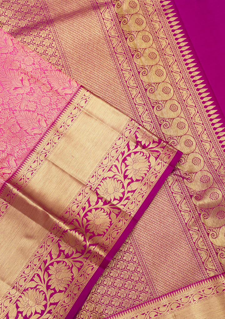 Pink Zariwork Pure Silk Saree