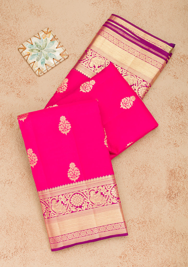 Pink Zariwork Pure Silk Saree
