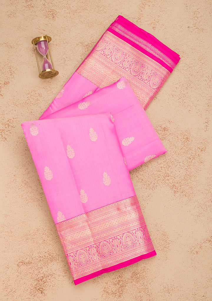 Pink Zariwork Kanjivaram Pure Silk Saree