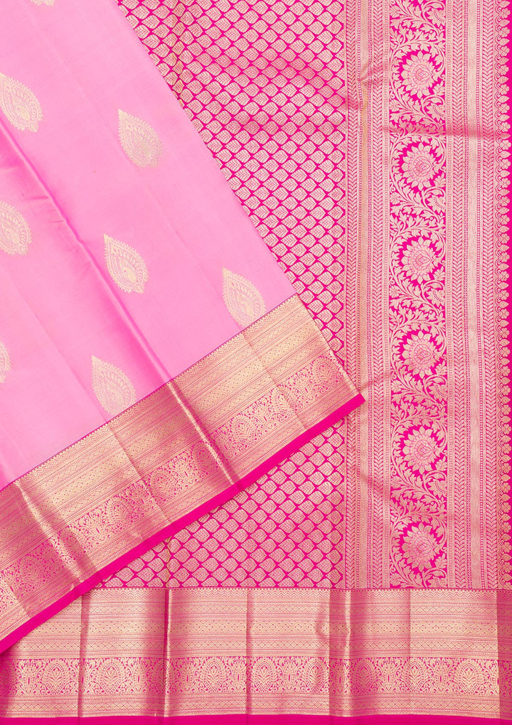 Pink Zariwork Kanjivaram Pure Silk Saree