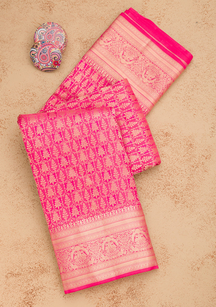 Pink Zariwork Pure Silk Saree