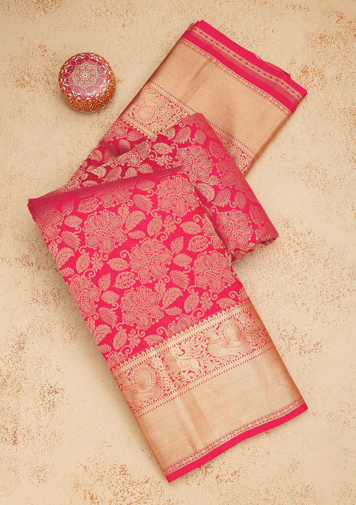 Pink Zariwork Pure Silk Saree