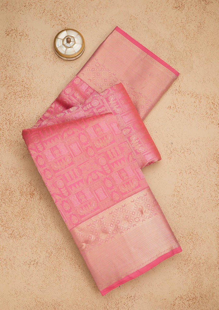 Pink Zariwork Pure Silk Saree