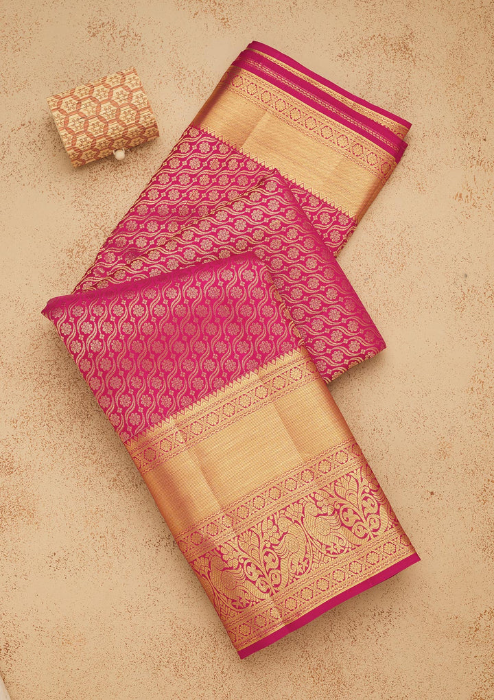 Pink Zariwork Pure Silk Saree