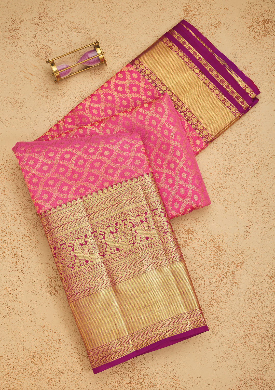 Pink Zariwork Pure Silk Saree
