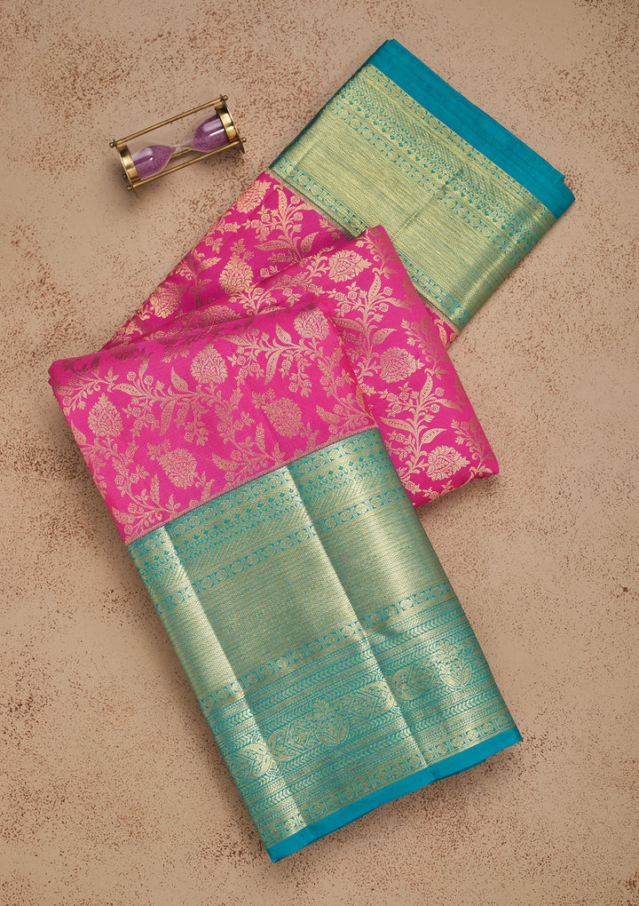 Pink Zariwork Pure Silk Saree