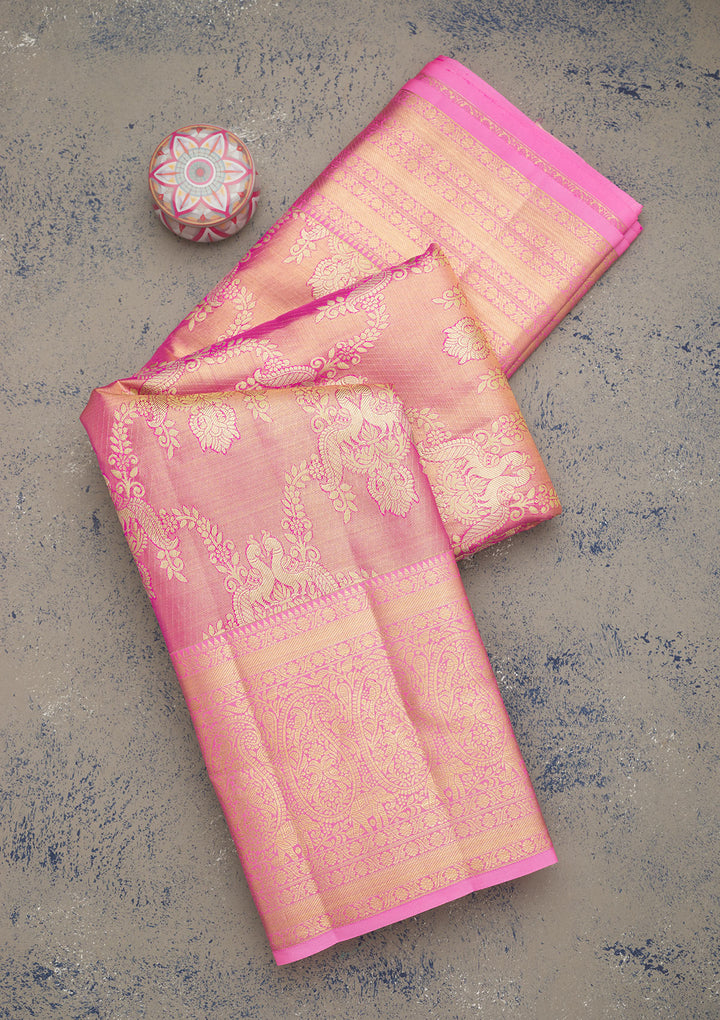 Pink Zariwork Pure Silk Saree