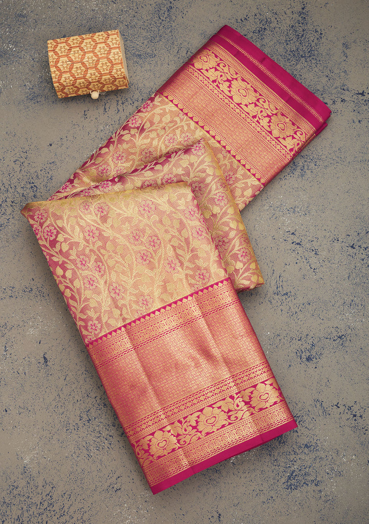 Pink Zariwork Pure Silk Saree