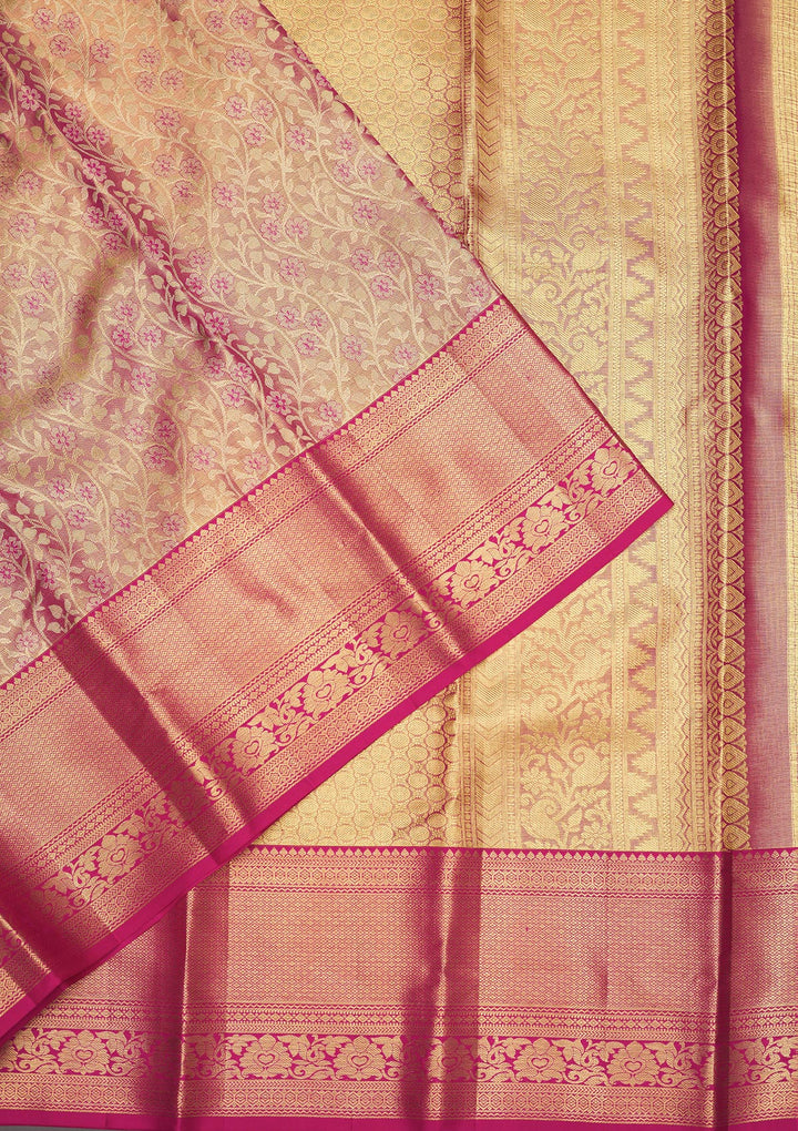 Pink Zariwork Pure Silk Saree