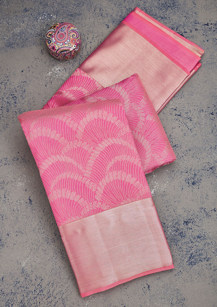 Pink Zariwork Pure Silk Saree