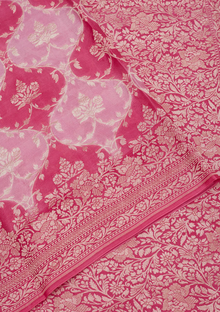 Pink Zariwork Pure Silk Saree